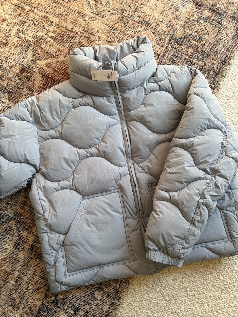 NWT Gap Light Blue-Gray Quilted Puffer Jacket